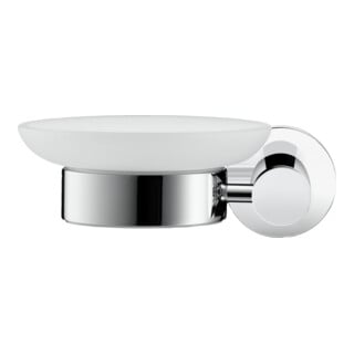Duravit D-Code Porte-savon 13,5x12 cm, verre blanc mat, fixation gauche, chrome