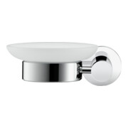 Duravit D-Code Porte-savon 13,5x12 cm, verre blanc mat, fixation gauche, chrome