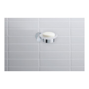 Duravit D-Code Porte-savon 13,5x12 cm, verre blanc mat, fixation gauche, chrome-4