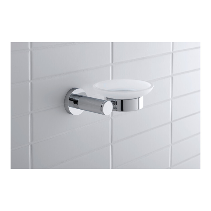 Duravit D-Code Porte-savon 13,5x12 cm, verre blanc mat, fixation gauche, chrome