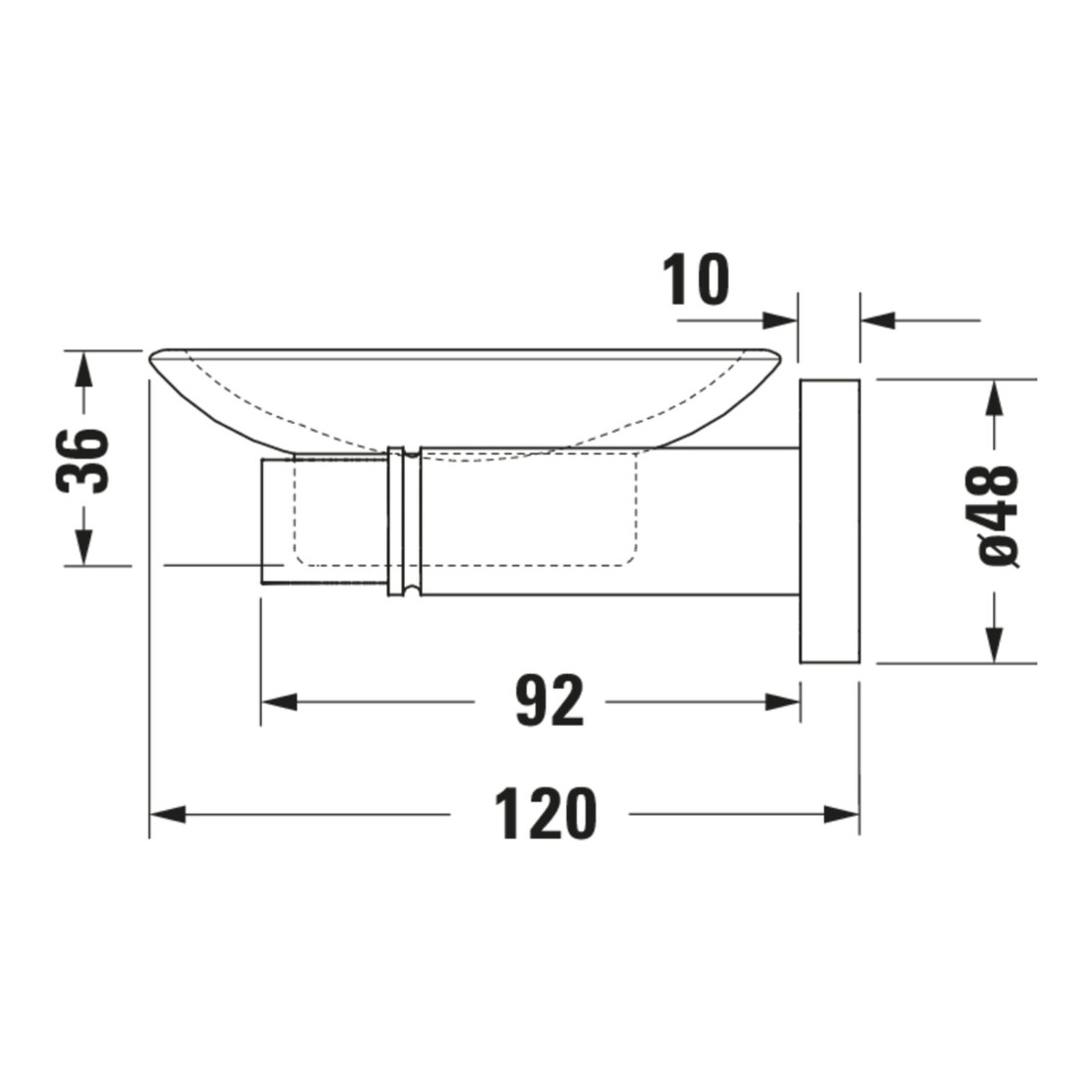 Duravit D-Code Porte-savon 13,5x12 cm, verre blanc mat, fixation gauche, chrome
