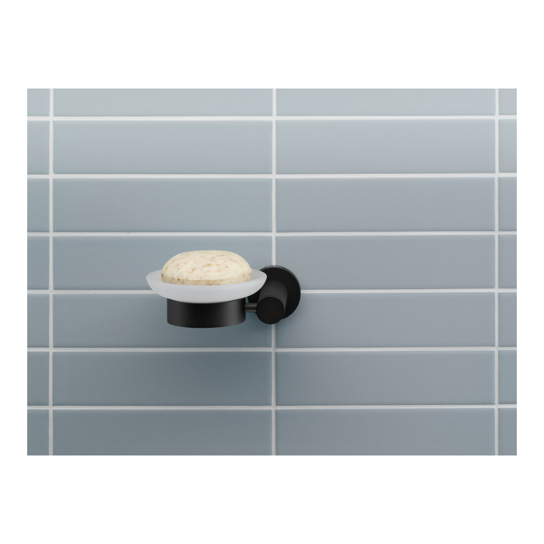 Duravit D-Code Porte-savon 13,5x12 cm, verre blanc mat, gauche, noir mat