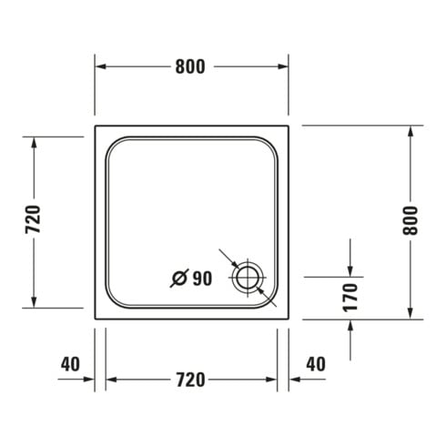 Duravit D-Code Receveur de douche Quadrat 80x80x8,5 cm, antidérapant, blanc