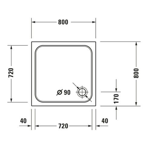 Duravit D-Code Receveur de douche Quadrat 80x80x8,5 cm, blanc