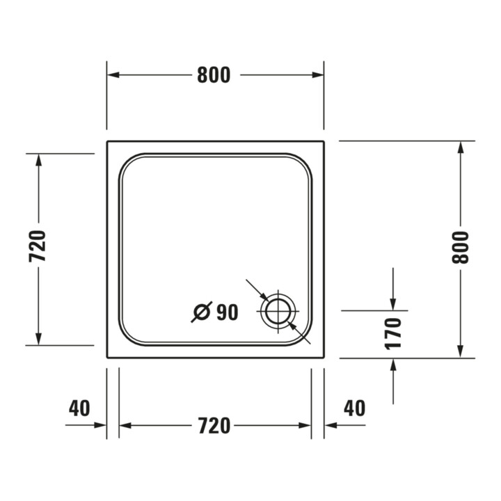 Duravit D-Code Receveur de douche Quadrat 80x80x8,5 cm, blanc