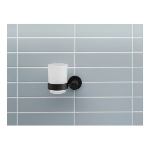 Duravit D-Code Support en verre 11,5x10,2 cm, verre dépoli, gauche, noir mat