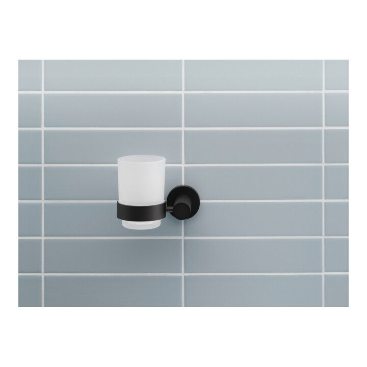Duravit D-Code Support en verre 11,5x10,2 cm, verre dépoli, gauche, noir mat