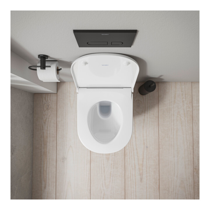 Duravit D-Code WC suspendu, cuvette à chasse profonde, abattant avec frein de chute, sans bride, blanc