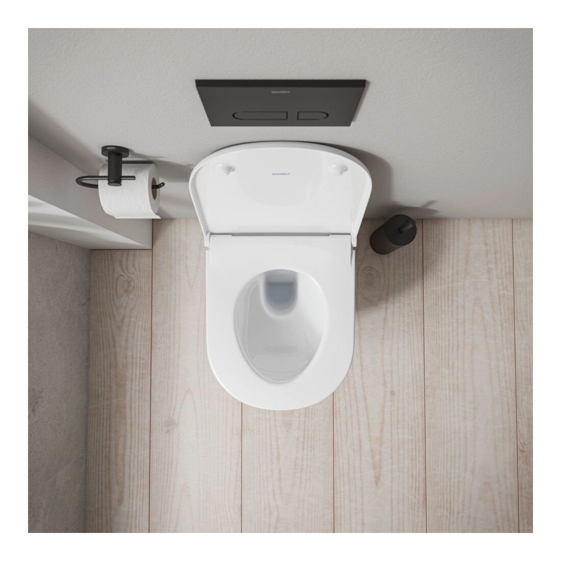 Duravit D-Code WC suspendu, cuvette à chasse profonde, abattant avec frein de chute, sans bride, blanc