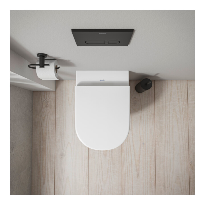 Duravit D-Code WC suspendu, cuvette à chasse profonde, abattant avec frein de chute, sans bride, blanc