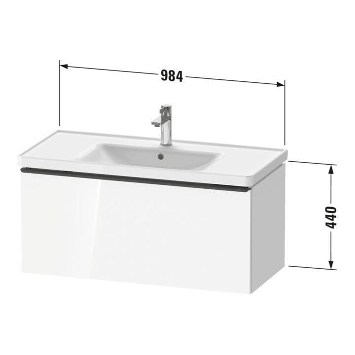 Duravit D-Neo Meuble sous lavabo 98,4x45,2 cm, ch/Bas ma, 1 tiroir, suspendu