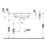 Duravit Demi-lavabo encastré No. 1 55x46 cm, EB v ob, m HL, ÜL, HLB, blanc-4