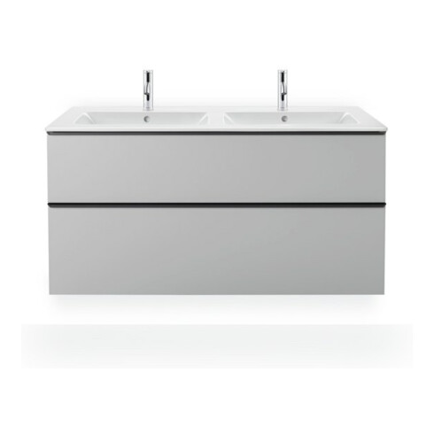 Duravit Möbel-Doppelwaschtisch Me by Starck 130x49cm, 2 HL, m ÜL, Hahnlochbank, weiß