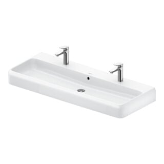 Duravit Doppelwaschtisch Qatego 120x47cm, m 2 HL, ÜL, Hahnloch, we hgl