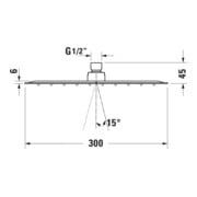 Duravit Douche de tête 1jet 300 300x300mm, Raccord G 1/2, ES courbé-3