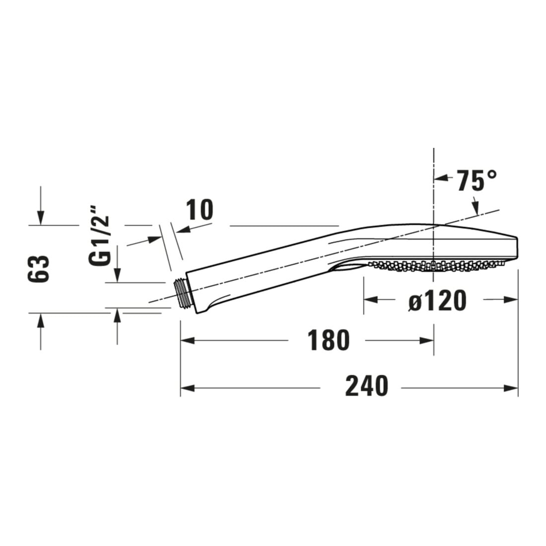 Duravit Douchette 3jet Click 120 MinusFlow 240mm, raccord G 1/2, bronze brossé