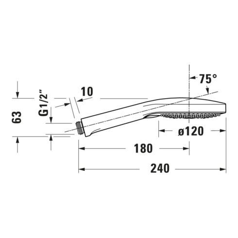 Duravit Douchette 3jets Click 120 MinusFlow 240mm, Conn. G 1/2, ES brossé