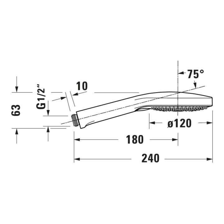 Duravit Douchette 3jets Click 120 MinusFlow 240mm, Conn. G 1/2, ES brossé