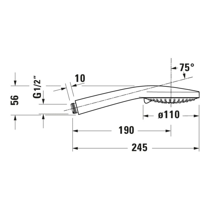 Duravit Douchette à main 3jets 110 MinusFlow 245mm, A-Gew G 1/2, D 110mm, ES courbée