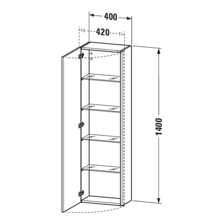 Duravit DuraStyle Armoire haute 40x24x140 cm, porte gauche, graphite mat/bas mat
