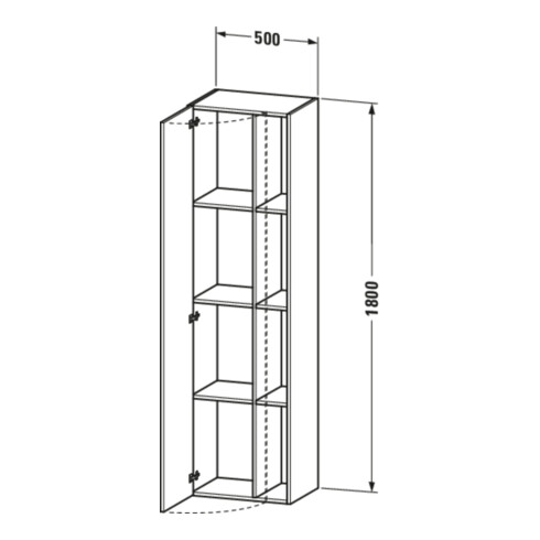 Duravit DuraStyle Armoire haute 50x36x180 cm, porte à gauche, blanc brillant