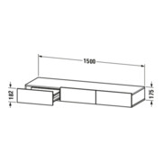 Duravit DuraStyle Étagère tiroir 150x44cm, 3 tiroirs, Noyer naturel, avec console-3