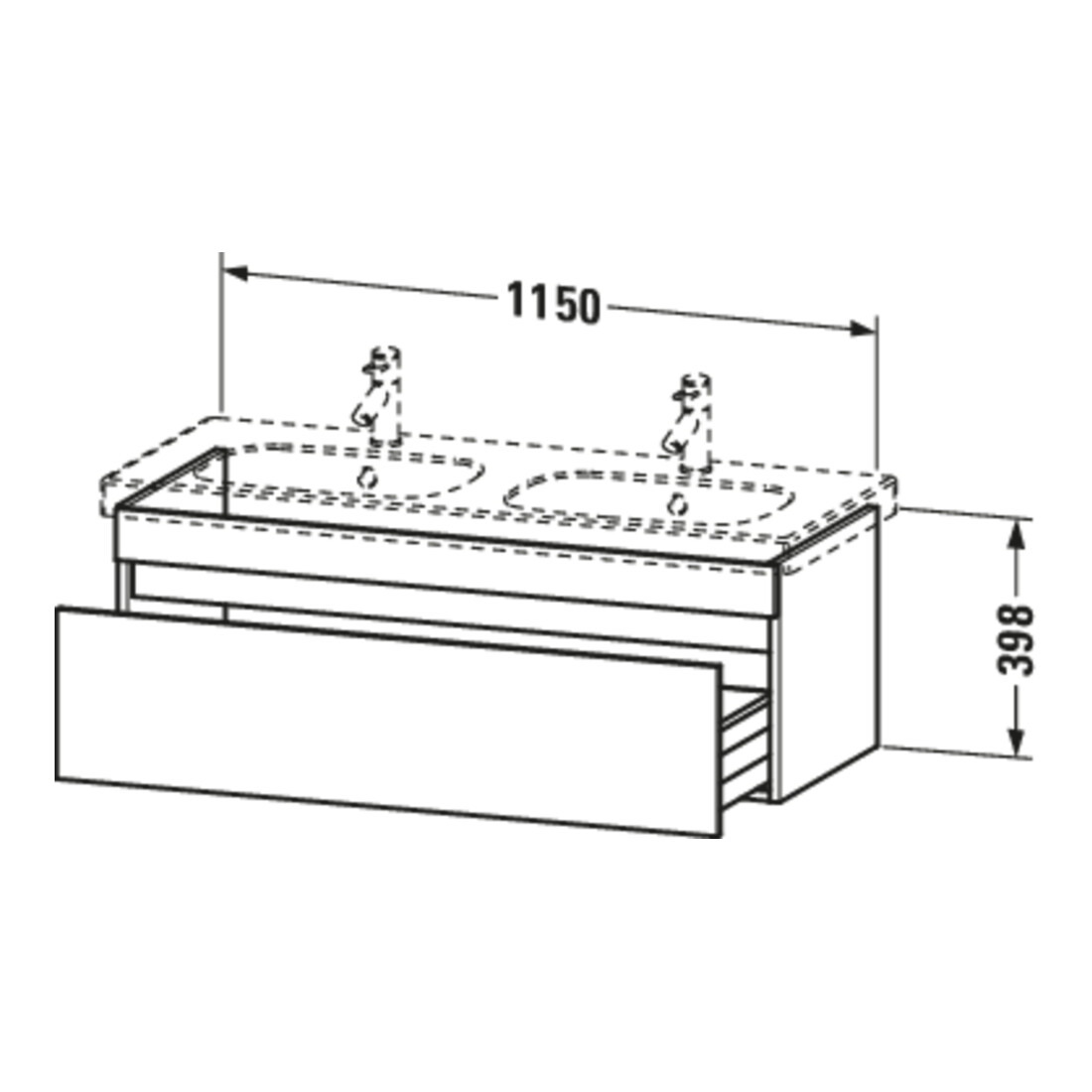 Duravit DuraStyle Meuble sous-lavabo 115x45,3 cm, bas, 1 tiroir, suspendu