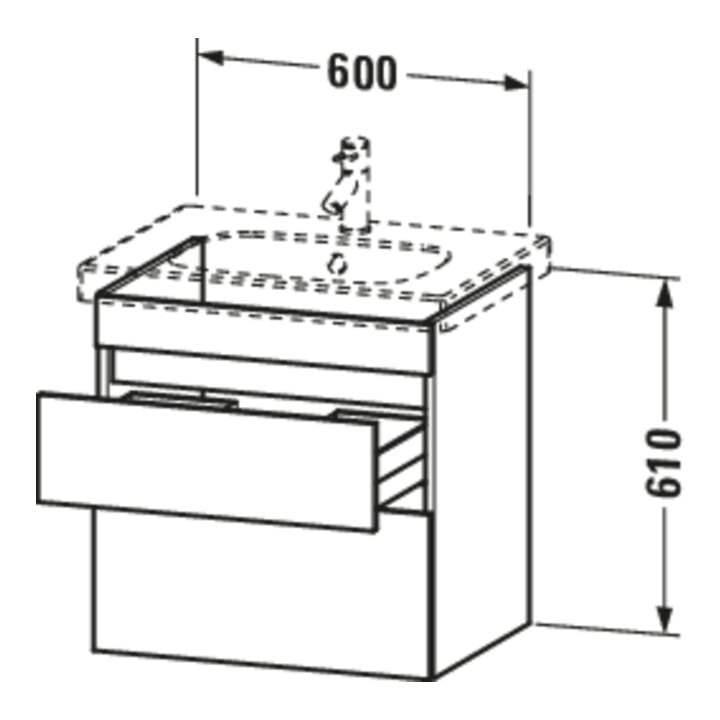 Duravit DuraStyle Meuble sous lavabo 60x45,3 cm, blanc, 2 tiroirs, suspendu