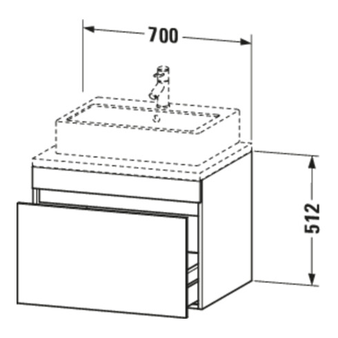 Duravit DuraStyle Meuble sous lavabo 70x54,8 cm, graphite mat, avec console, 1 tiroir