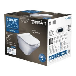 Duravit DuraStyle Set WC suspendu à chasse profonde avec abattant, Rimless, blanc