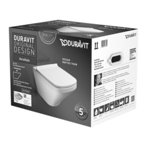 Duravit DuraStyle Set WC suspendu à chasse profonde avec abattant, Rimless, blanc