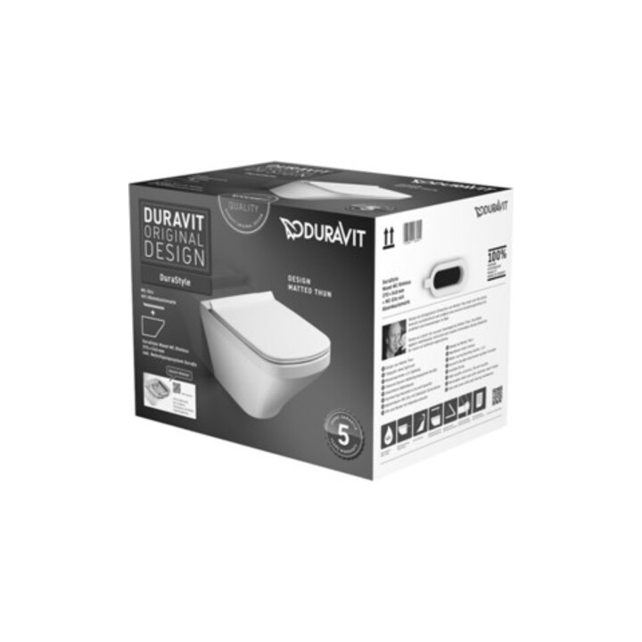 Duravit DuraStyle Set WC suspendu à chasse profonde avec abattant, Rimless, blanc
