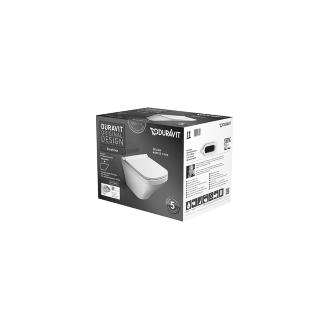 Duravit DuraStyle Set WC suspendu à chasse profonde avec abattant, Rimless, blanc