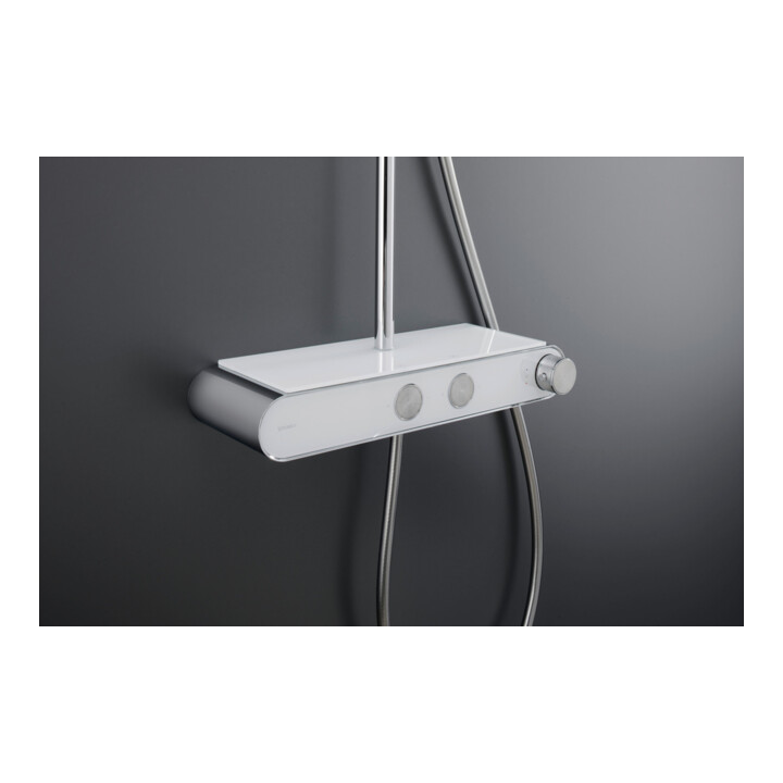 Duravit Duschsystem Shelf 1050 MinusFlow mit AP-Brausethermostat, weiß Hochglanz