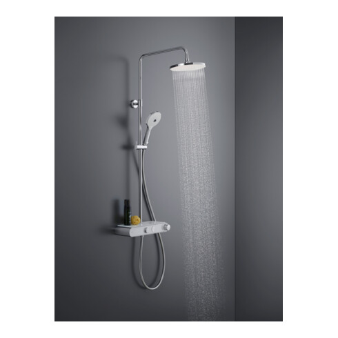 Duravit Duschsystem Shelf 1050 MinusFlow mit AP-Brausethermostat, weiß Hochglanz