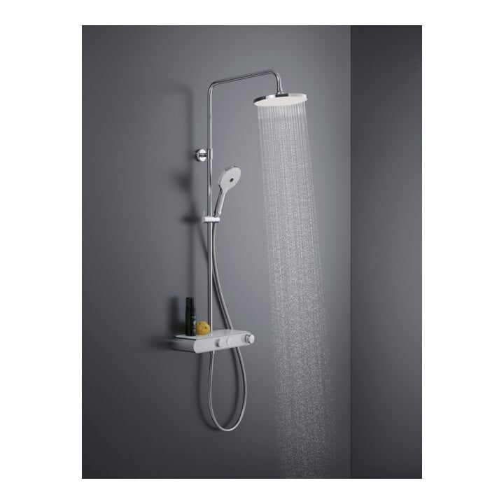 Duravit Duschsystem Shelf 1050 MinusFlow mit AP-Brausethermostat, weiß Hochglanz