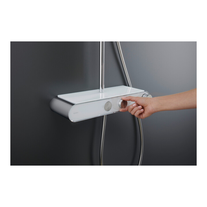 Duravit Duschsystem Shelf 1050 MinusFlow mit AP-Brausethermostat, weiß Hochglanz