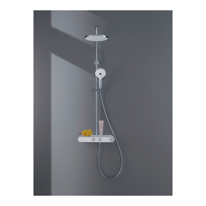 Duravit Duschsystem Shelf 1050 MinusFlow mit AP-Brausethermostat, weiß Hochglanz