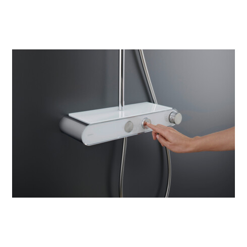 Duravit Duschsystem Shelf 1050 MinusFlow mit AP-Brausethermostat, weiß Hochglanz