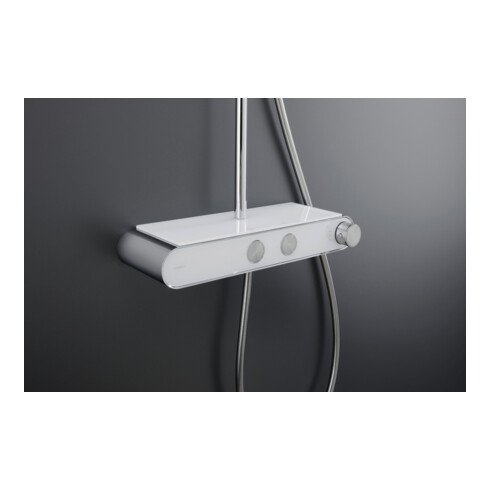 Duravit Duschsystem Shelf 1050 mit AP-Brausethermostat, weiß Hochglanz
