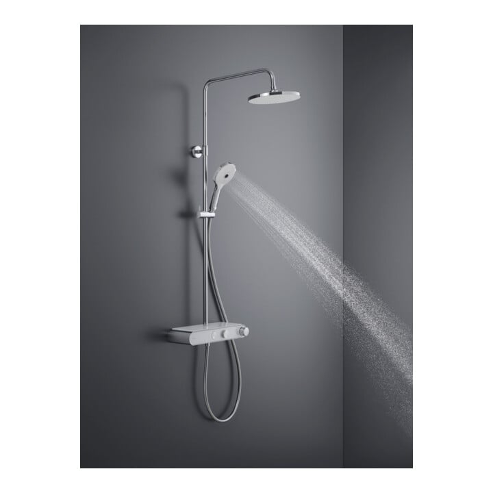 Duravit Duschsystem Shelf 1050 mit AP-Brausethermostat, weiß Hochglanz