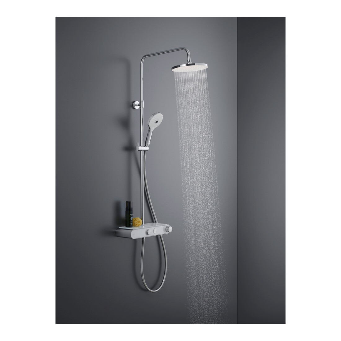 Duravit Duschsystem Shelf 1050 mit AP-Brausethermostat, weiß Hochglanz