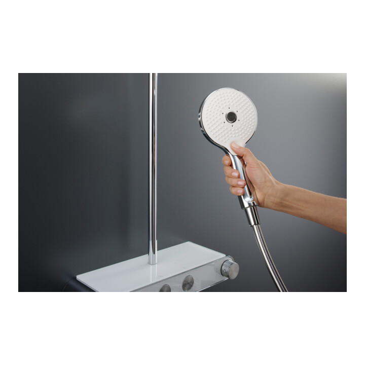 Duravit Duschsystem Shelf 1050 mit AP-Brausethermostat, weiß Hochglanz