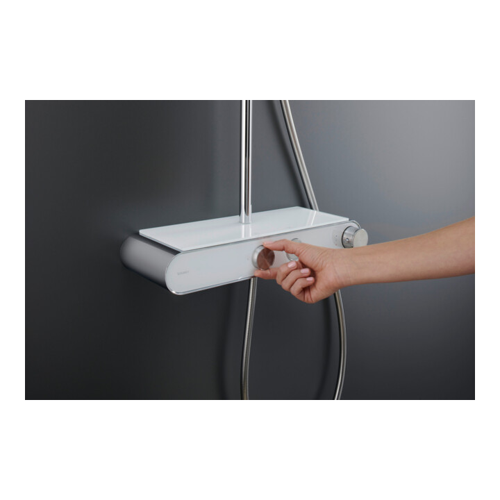 Duravit Duschsystem Shelf 1050 mit AP-Brausethermostat, weiß Hochglanz