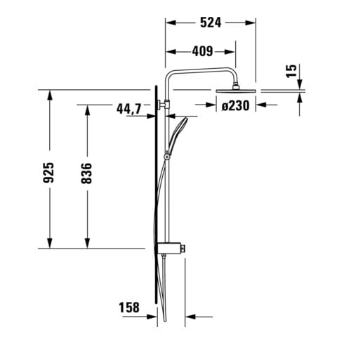 Duravit Duschsystem Shelf 1050 mit AP-Brausethermostat, weiß Hochglanz