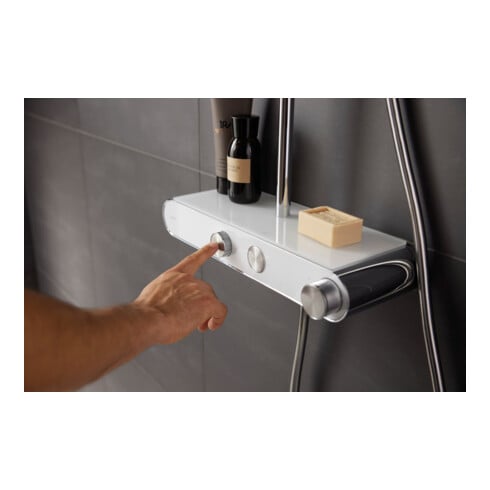 Duravit Duschsystem Shelf 1050 mit AP-Brausethermostat, weiß Hochglanz