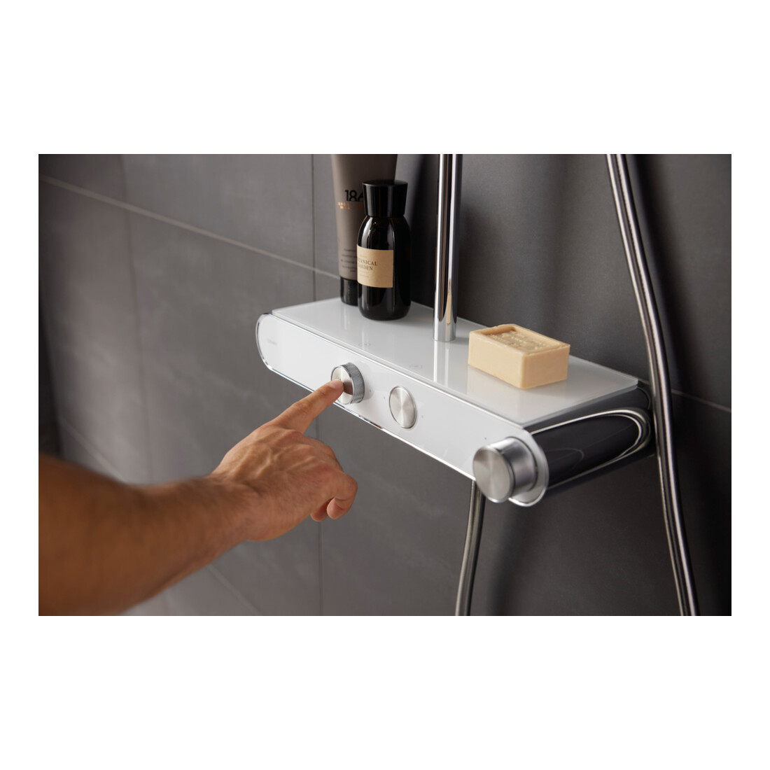 Duravit Duschsystem Shelf 1050 mit AP-Brausethermostat, weiß Hochglanz
