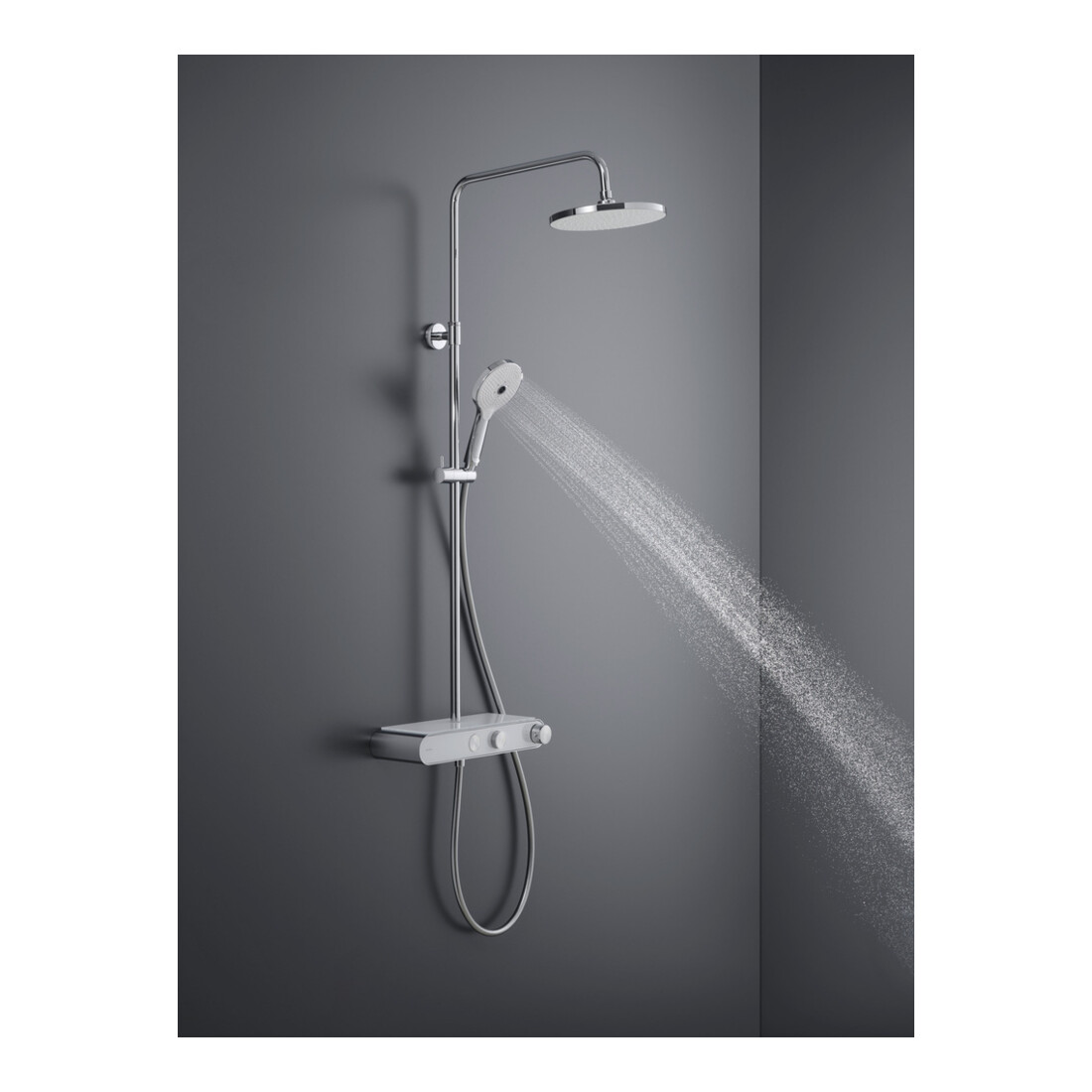 Duravit Duschsystem Shelf 1050 mit AP-Brausethermostat, weiß Hochglanz