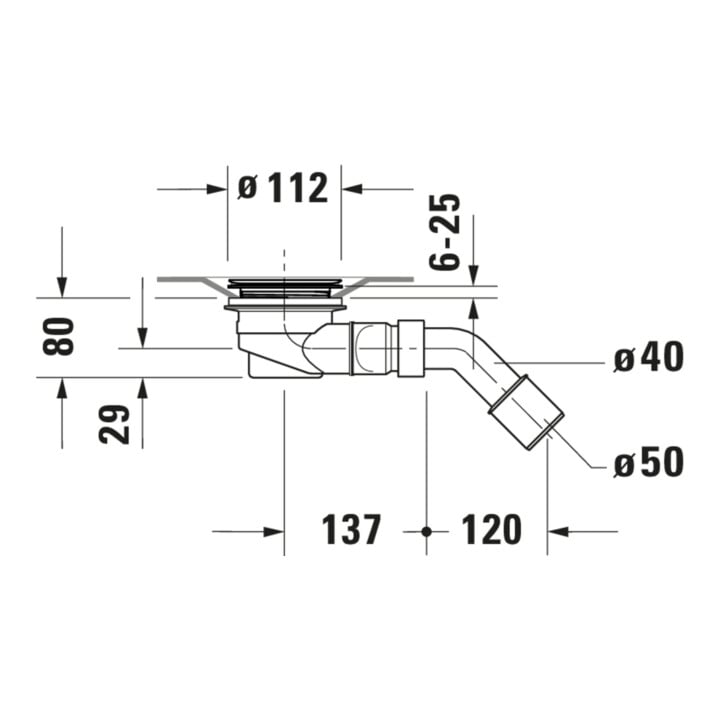Duravit Duschwannenablauf Ablaufdurchmesser 9cm, Abgang waagerecht