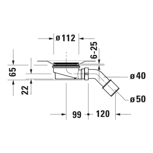 Duravit Duschwannenablauf Ablaufdurchmesser 9cm, Abgang waagerecht